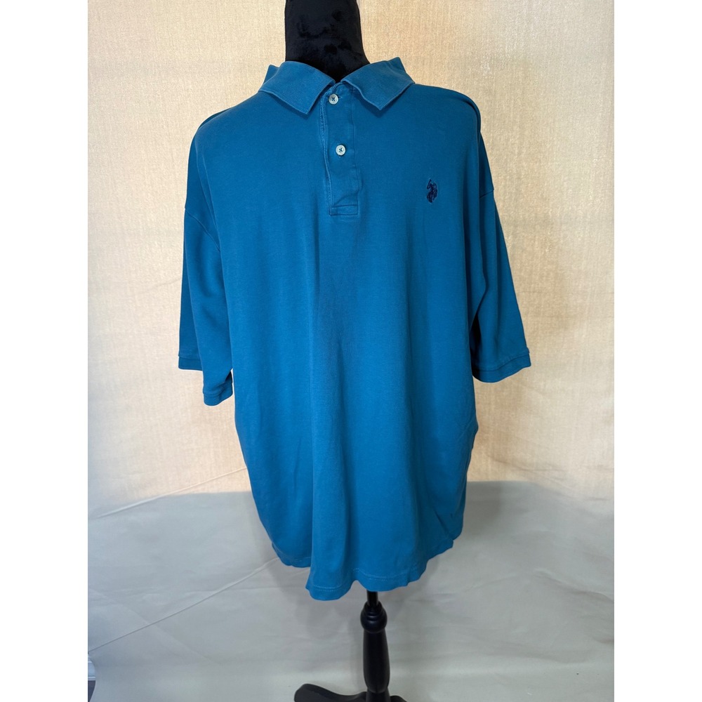 US Polo Assn Mens 2XLT Blue Luxury Feel Short Sleeve Cotton Polo Shirt Tall
